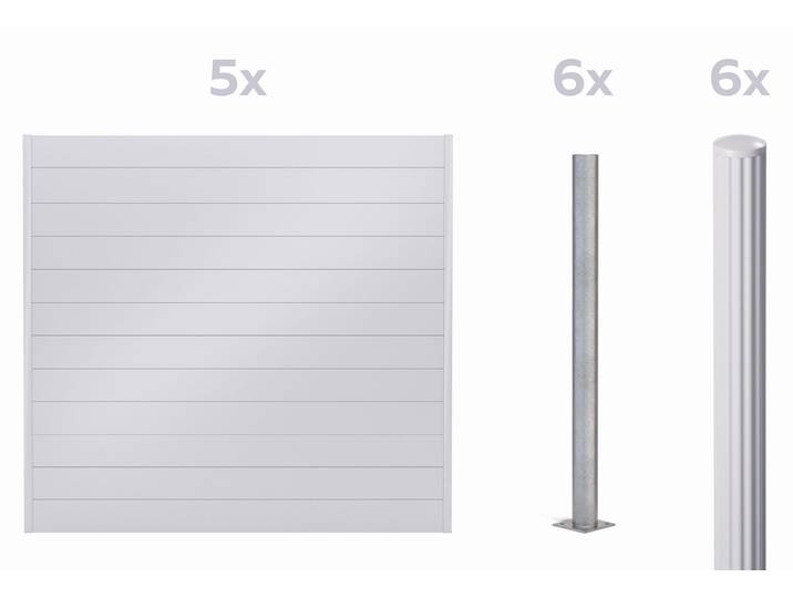 Alberts Sichtschutz Palitio als Set,weißalu.9006, zum Aufschrauben, Länge 10,00m, Profilhöhe 150mm