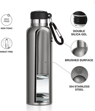 Inspire Essentials FEIJIAN Stainless Steel Thermal Water Bottle black 600ml