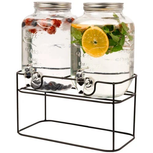 Cookinglife Dubbele Drankdispenser met houder, 2 x 4 liter