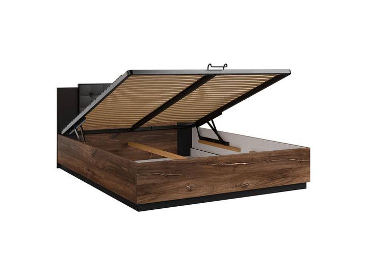 Petits-meubles Boxbett 160/200 Alec Dunkles Holz und Schwarz, Braun, Holzwerkstoff, 160x200 cm, Schlafzimmer, Bett, Boxspringbetten