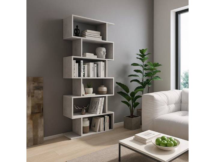 Bibliothèque Clisi Dmora en Bois Gris Ciment 80x25x191 cm
