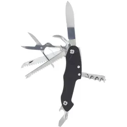 WellHome - Taschenmesser aus Edelstahl mit 15 Funktionen und schwarzem Griff, 9,5 cm