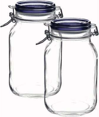 Bormioli Rocco Set of 2 Fido Jars with Blue Lid