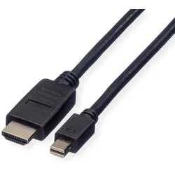 ROLINE Mini DisplayPort Kabel, Mini DP-HDTV, ST/ST, schwarz, 2 m