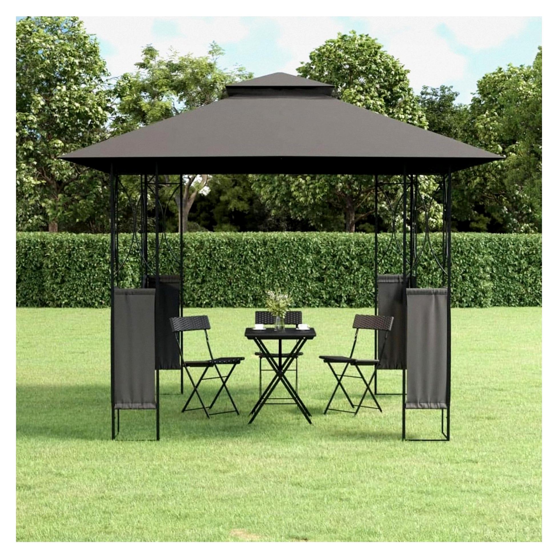 Pavillon 3x3m Wasserdicht Stabil Winterfest Gartenpavillon Metall mit Doppeldach