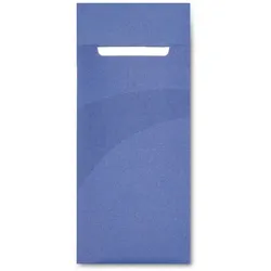 520 Serviettentaschen Bestecktaschen Sacchetto blau 85x200mm inkl. Serviette 40x40cm 2lg weiß
