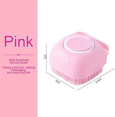 Inspire Essentials Soft Silicone Pet Bath Massage Brush For Dogs And Cats pink 1pc