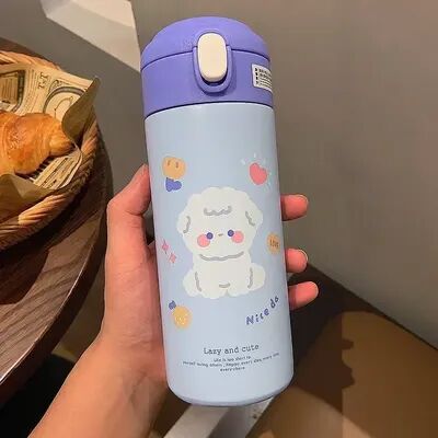 Uplifted Trends Cute Cartoon Stainless Steel Water Bottle Insulated Straw Tumbler For Girls blue