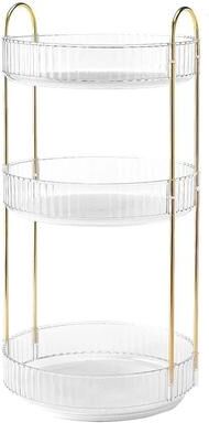 Multicon Wholesale Hub Rotating Makeup Organizer, Tier Perfume & Cosmetic Storage Shelf, Elegant Vanity Organizer, Space Saving Skincare Holder white