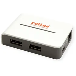 Roline Black and White (USB-A, 4 Ports), Dockingstation + USB Hub, Weiss, Grau