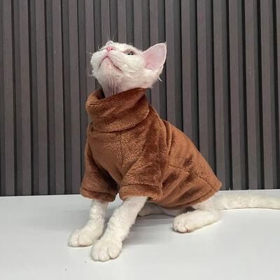 Inspired Finds Cozy Turtleneck Cat Sweater For Hairless Cats, Maine Coons & Small Dogs coffee m