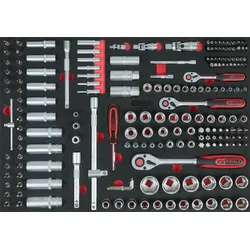 KS Tools 1/4"+3/8"+1/2" Steckschlüssel-Satz, 195-tlg in 1/1 Systemeinlage - 711.0195