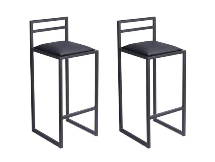 Ferro Barhocker 2er Set mit Lehne 84 cm - Kunstleder Schwarz, Schwarz Gepolsterter Sitz komfortabel für Küche, Hausbar und Essbereich, modernes Loft-Design für den täglichen Gebrauch