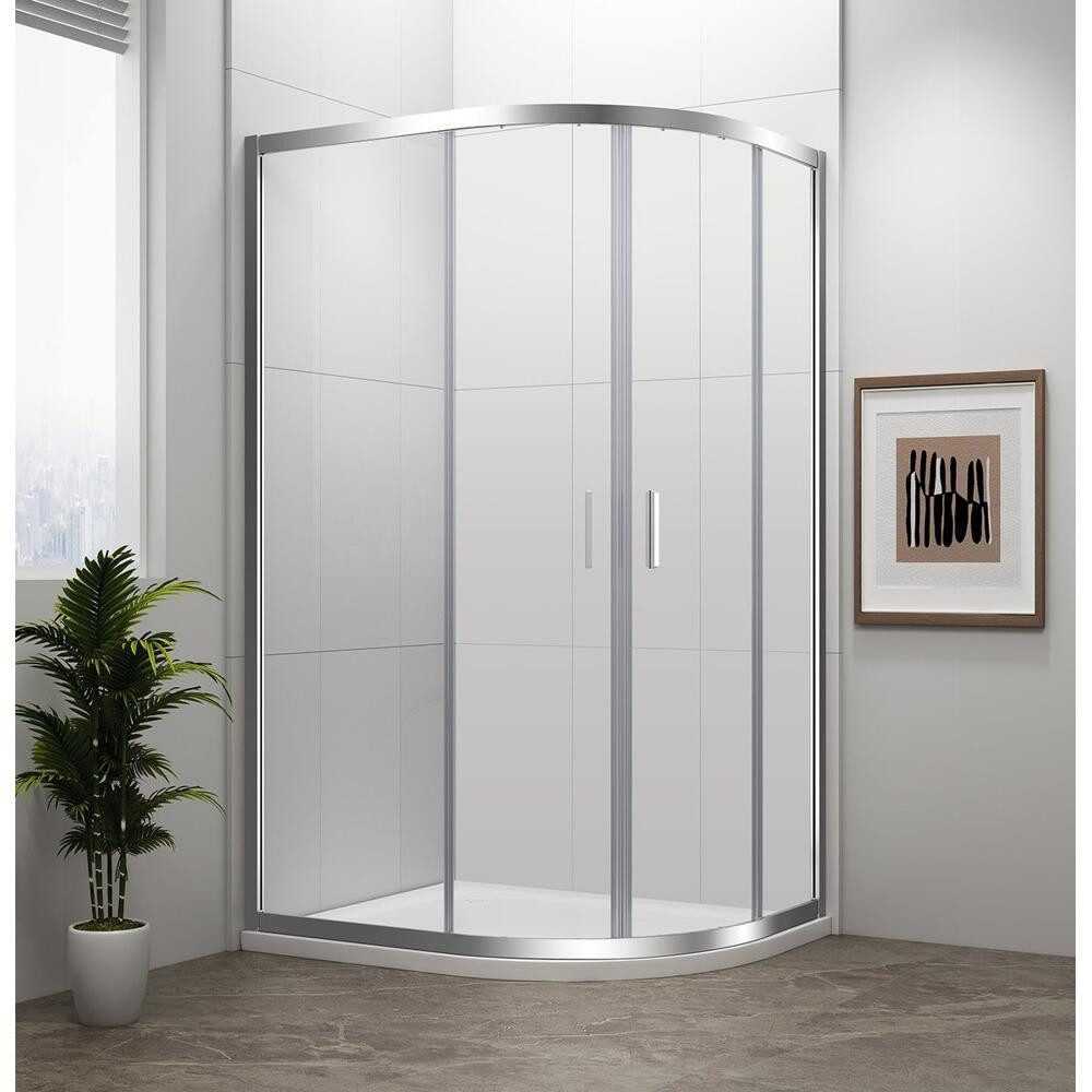 Polysan EASY douchecabine kwartcirkel helder glas links of rechts B/D: 90 x 80 cm