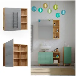 Vicco Spiegelschrank für Badezimmer Rudi 90 x 80,9 cm, Eiche Evoke, Badschrank