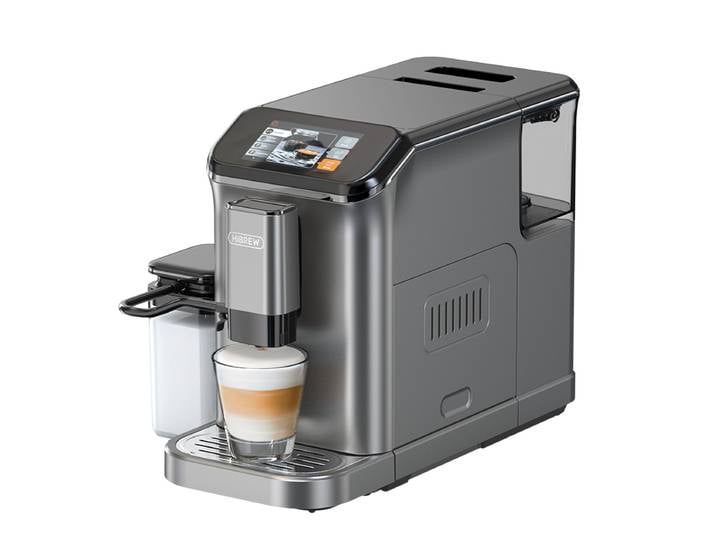 HiBREW H16 Machine à expresso entièrement automatique, système de lait pour cappuccino, 6 variétés de café, écran tactile intuitif avec moulin