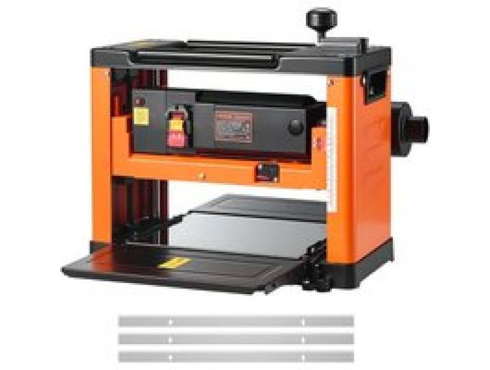 VEVOR Dickenhobel, Dreiblatt, 330 mm Arbeitstisch, Hobelmaschine, 2 kW, Motordrehzahl von 23500 U/min, Doppelrollen, Überrollschutz, Holzbearbeitung mit Einzelgeschwindigkeit, für Hart- & Weichholz
