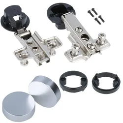 MS Beschläge 26mm Topfband Chrom matt Schrankscharnier Set Glastürscharnier Eckanschlag Rund