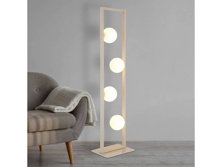 Globo Stehlampe Nanda, creme / amber, für Wohn- / Esszimmer, Glas, Stehlampe
