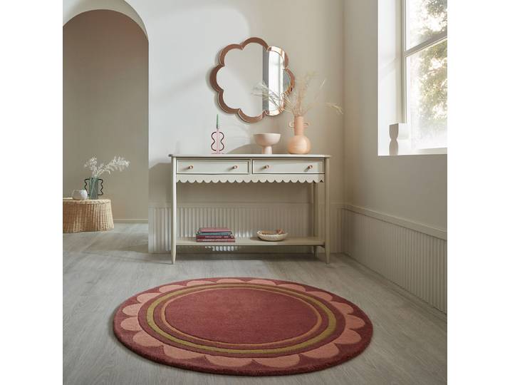 Wollteppich Lois rund Pink/Rosa Ø 120cm Wolle