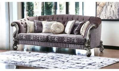 CDecor Calvert Purple And Antique Platinum Sofa with 7 Pillows