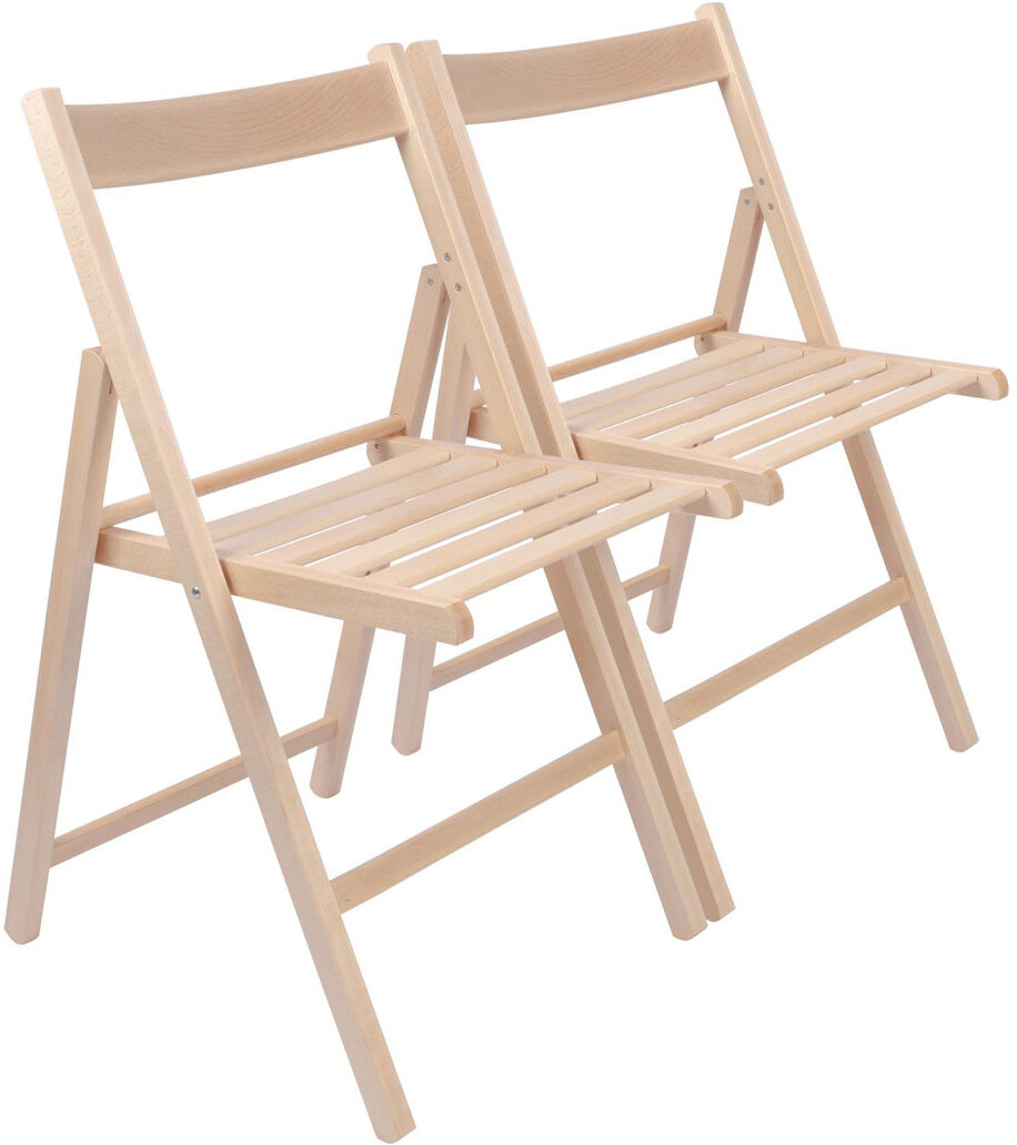 Harbour Housewares - Beech Wood Folding Chairs - Set of 2 Natural 79cm H X 49cm D X 43cm W