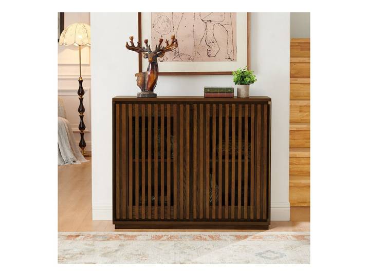 Celya Sideboard Buffetschrank Aufbewahrungsschrank mit 2 Tür (99 x 23.5 x 82.6, Mittelalterlich-moderner Stil, ausgehöhlter Schrank)