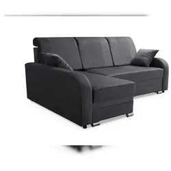 Robin BARI Ecksofa mit Schlaffunktion Bettkasten Sofa L-Form, Schlafsofa mit Bettkasten und Kissen, Freistehende Eckcouch Schlafcouch (Anthracite)