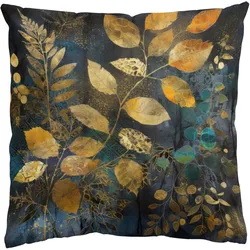 KISSENBEZUG Goldene und blaue Blätter 40/40 cm