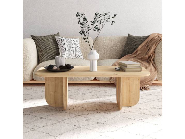 Table basse rectangulaire 120x60x40 cm décor naturel - bekso