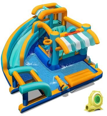 Inflatables Water Bounce House w/Water Cannon & Climbing Wall