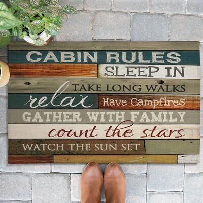 Laural Home Cabin Rules Outdoor Door Mat