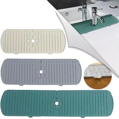 Uplifted Finds Premium Silicone Sink Splash Guard Kitchen Tap Drain Mat & Drip Catcher Tray s Grey