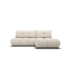 ECKSOFA CORSO R-S Beige Boucle-Stoff mit Schlaffunktion