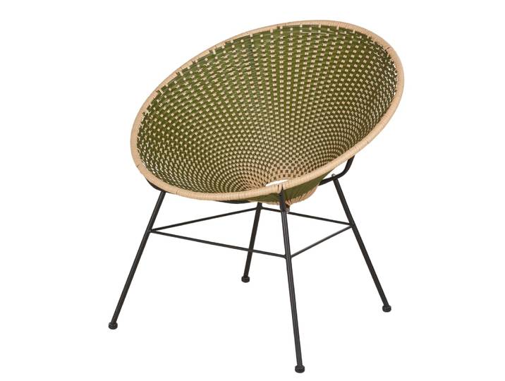 Gartensessel aus recyceltem Polyethylen, Kaki und Natur