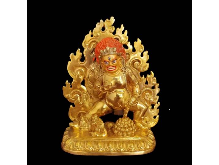 Statue de Bouddha, dieu de la richesse noir, en laiton doré, style bouddhisme tibétain tantrique népalais, statue de gardien, ornement, décoration de bureau et de maison