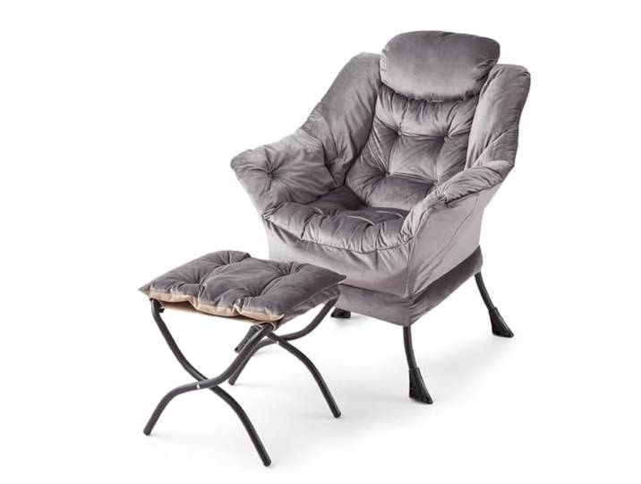 Akzentstuhl Mit Ottomane, Metallrahmen, Abnehmbares Kissen Ergonomisches Design mit Tragegurt-Details, einfacher Aufbau für vielseitige Wohnbereiche