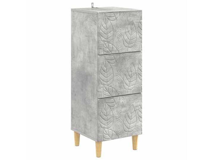 KLGBNCVE Schubladenschrank Betongrau 33 x 34,5 x 90 cm Holzwerkstoff Eukalyptusbeine, stabile Standfestigkeit, viel Stauraum, übersichtliche Fächer, pflegeleichte Oberfläche, Vintage-Touch,