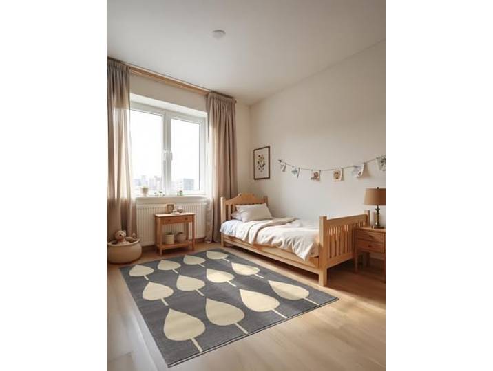 Hanse Home Adventures Tapis de Jeu Design Feuilles pour Enfant - Design Moderne de Feuilles - Tapis de Jeu pour garçon et Fille - pour Chambre d'enfant\, Chambre d'adolescent\, Salon - Bleu crème - 120