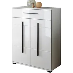 SCHUHSCHRANK weiß Hochglanz 80 x 103 cm, Kommode mit Soft-Close