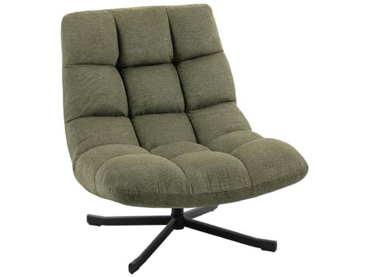 HOMCOM Sessel Drehbar Loungesessel mit Breiter Sitzfläche Grün Gepolsterter Relaxsessel, mit Chenille-Optik, gekreuzter Stahlbeine, Moderner Lesesessel