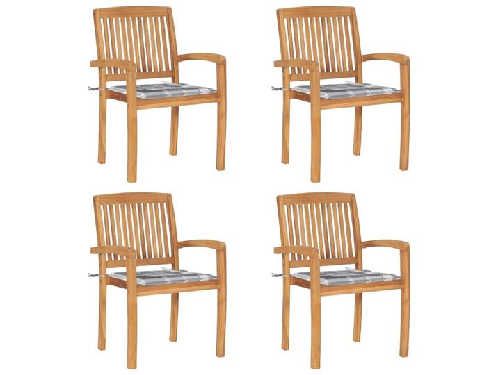 vidaXL Stapelbare Gartenstühle mit Kissen 4 Stk. Massivholz Teak