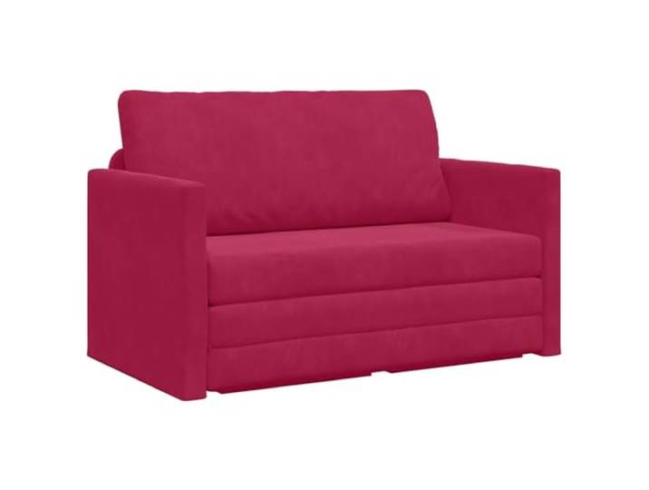 KUTYWEXFM Schlafsofa Weinrot Samt Bettsofa Klappsofa 124x71x78 cm Kompaktes 2er Couchbett aus edlem Samt mit Schaumstoffpolsterung für Wohnzimmer und Schlafzimmer.