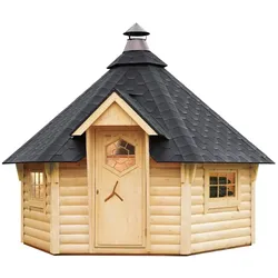 Wolff Finnhaus Grillkota 9 de luxe Komplett Paket-Schwarz