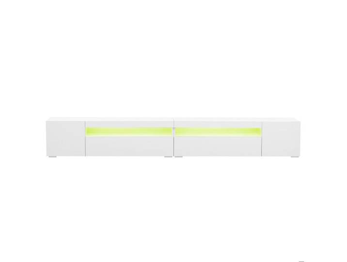 ROVRYN Meuble TV 240 cm blanc avec LED variable panneau brillant et structure en MDF