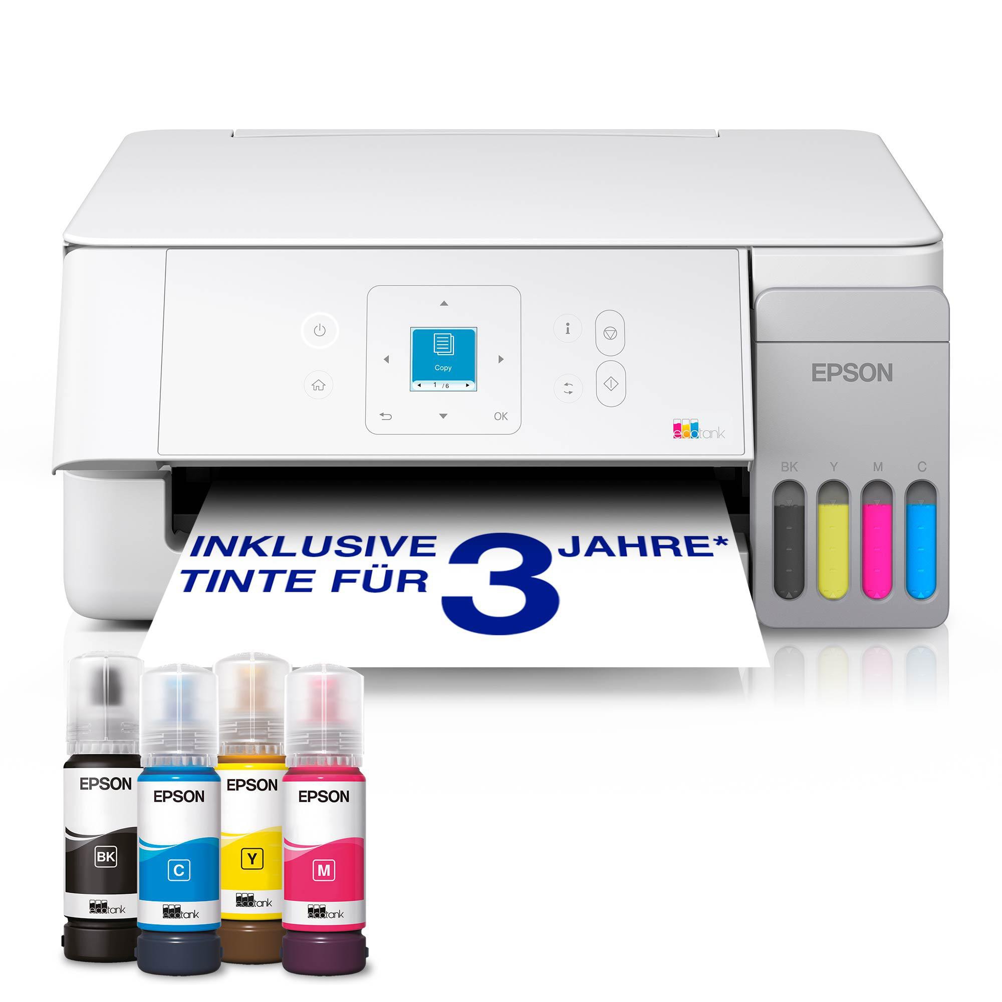 EPSON EcoTank ET-2926 Multifunktionsdrucker Scanner Kopierer WLAN weiß C11CL63407