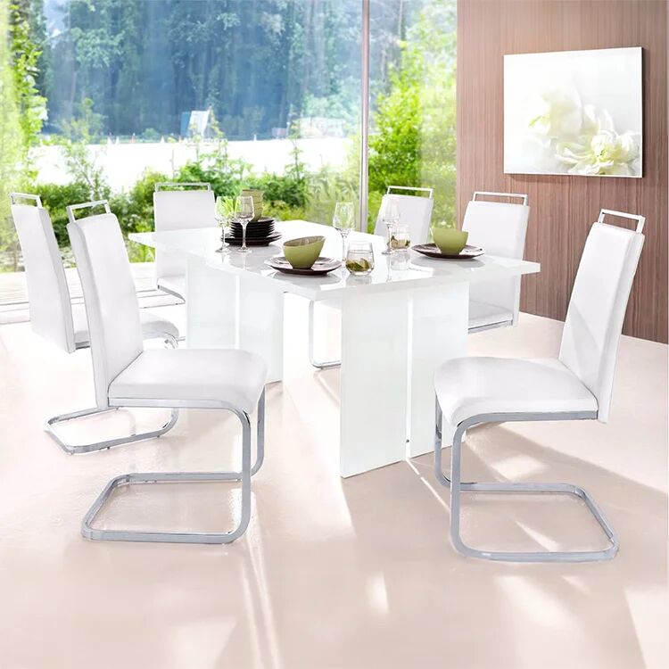 garneroarredamenti Tavolo 160cm moderno rettangolare bianco lucido Neve