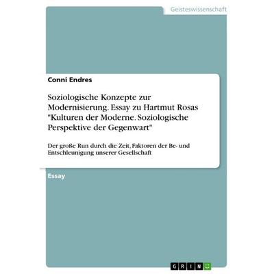 Soziologische Konzepte zur Modernisierung. Essay zu Hartmut Rosas 'Kulturen der Moderne. Soziologische Perspektive der Gegenwart'; Taschenbuch von