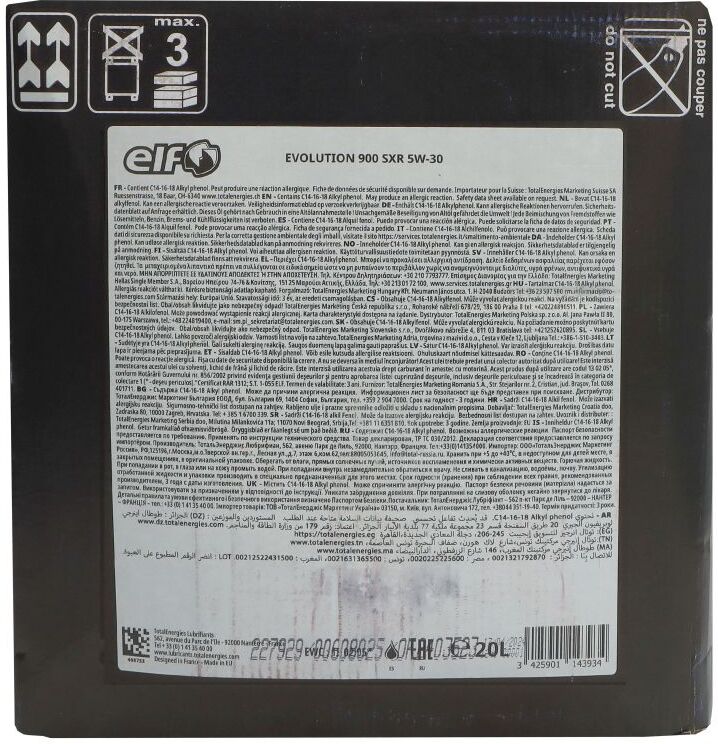 Motoröl ELF 2227929 Evolution 900 SXR 5W30 20L
