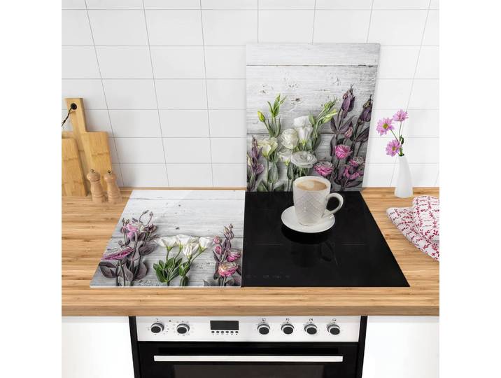 Herdabdeckplatte Tulpen-Rose 60 x 52cm 60 x 52 cm